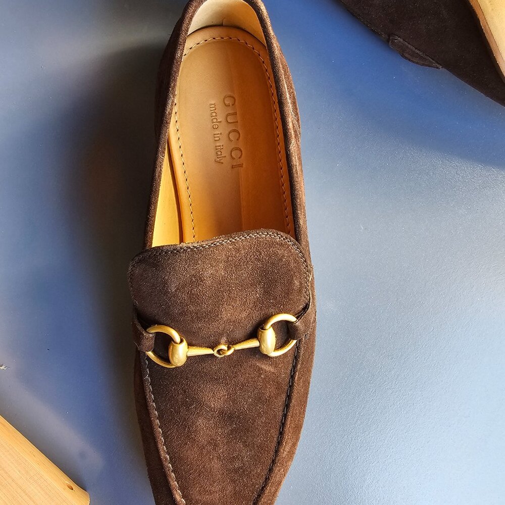 Gucci Men's Dark Brown Suede Jordaan Loafer- US 9 - Picture 3 of 3